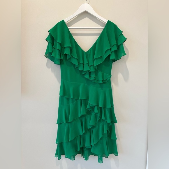 Badgley Mischka Green Cocktail Dress Formal Mother of the Bride Wedding Guest - Picture 4 of 15